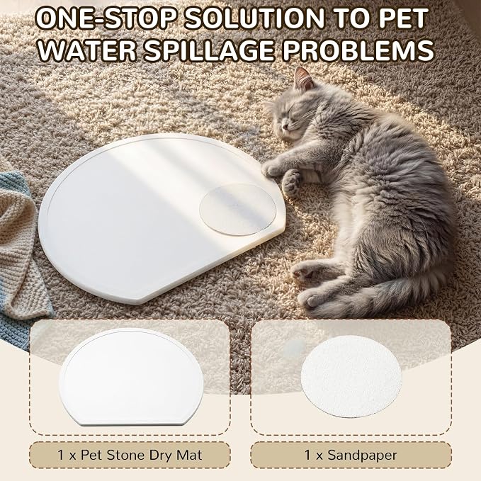 Stone Mat for Dog and Cat Water Bowls 12.6 x 11 Inch Absorbent Feeding Mat Christmas Pet Gift Quick Drying Tray for Pet Water Fountains Diatomaceous Earth Accessories for Messy Drinkers