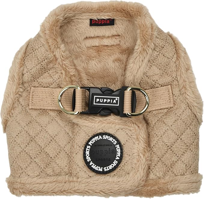 Puppia Douglas Vest Dog Harness Step-in Warm Winter Diamond Pattern for Small and Medium Dog, Beige, Medium