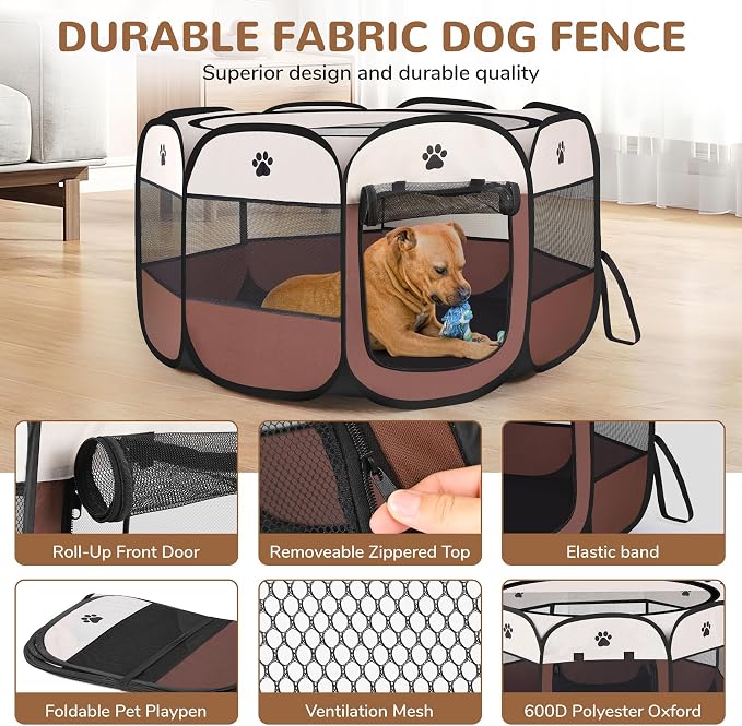 Pop-Up Puppy Playpen - Foldable Exercise Kennel Tent