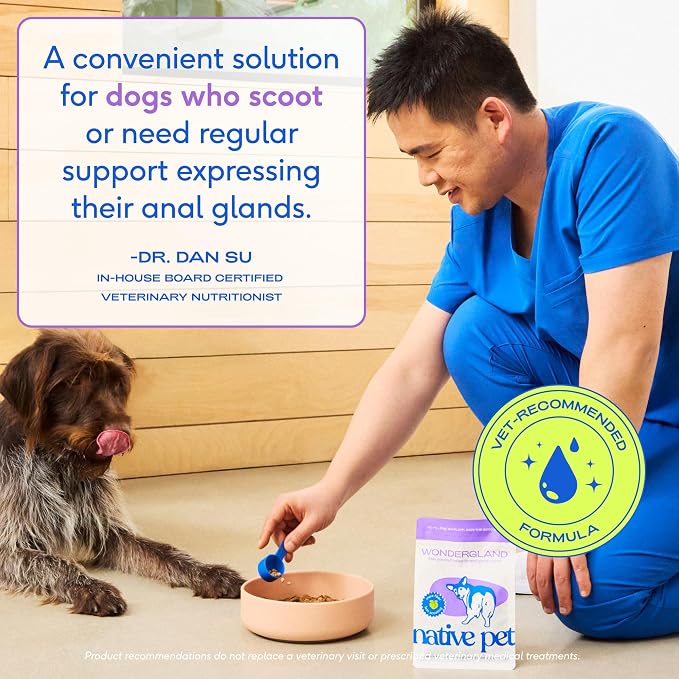 Native Pet WonderGland - Dog Anal Gland Supplement - Promotes Firm Stools, Natural Gland Expression to Help Reduce Scooting - Fiber Food Topper with Miscanthus Grass, Pumpkin & Probiotics - 30 Scoops