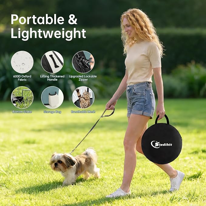 Dog Playpen,Cat Pet Puppy Pen,Portable Playpens for Dogs Indoor Outdoor Travel Camping Use,Foldable Dog Kennel Tent Crate for Rabbit Small Animals with Carrying Case (Grey, Small)