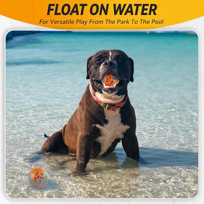 FUSOTO 2Pcs Dog Balls, Tennis Balls for Dog, Orange | Balls for Dog Aggressive Chewers, for Large Medium Small Puppy, Training Catch&Fetch, Water Floats Toys, Orange
