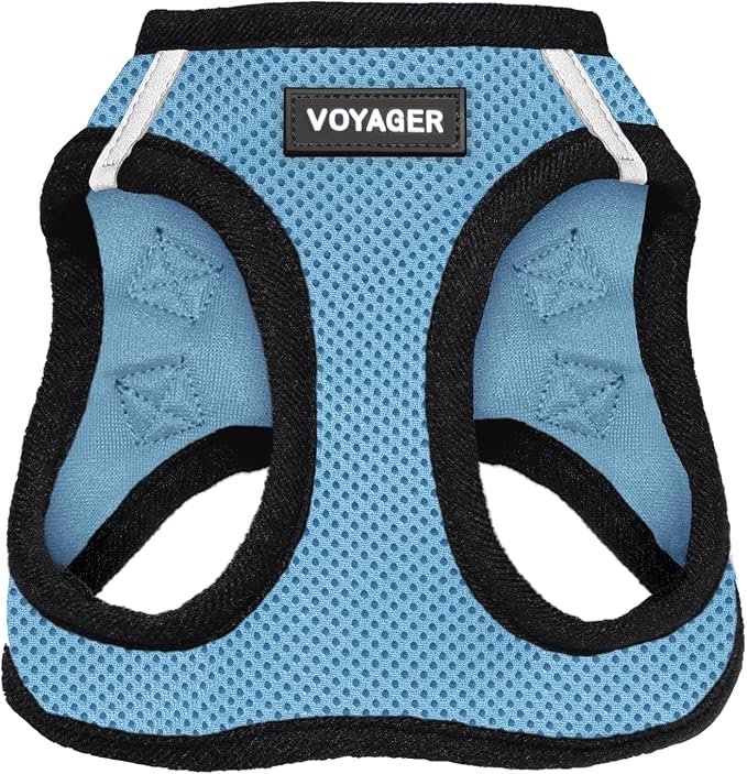 Voyager Step-in Air Dog Vest Harness - Baby Blue/Black Trim, XX-Small | 12 - 13.5" in Chest, Reflective Bands, All Weather Breathable Air Mesh, Cats Compatible, Lightweight, Fast Drying