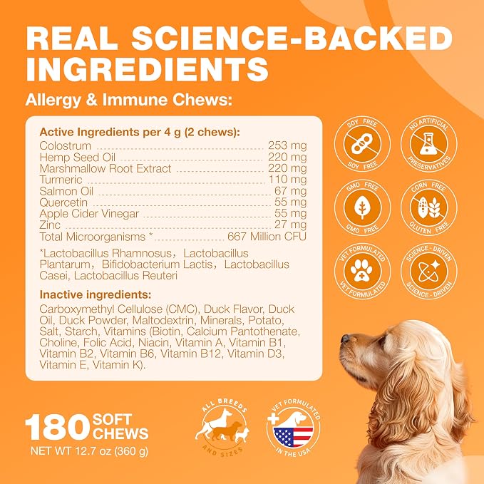Dog Allergy Relief Chews for Itchy Skin, Licking Paws, Hot Spots & Immune