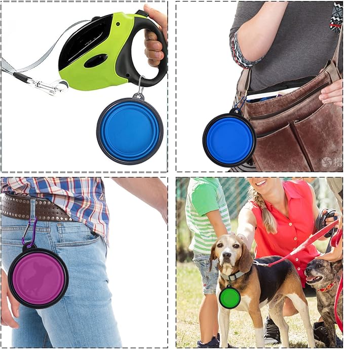 LAVAED 4-Pack Collapsible Dog Bowls with Carabiner Clip