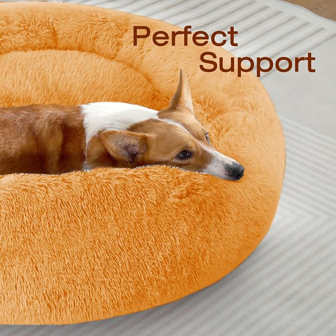 JOLLYVOGUE 27" Calming Donut Dog Bed