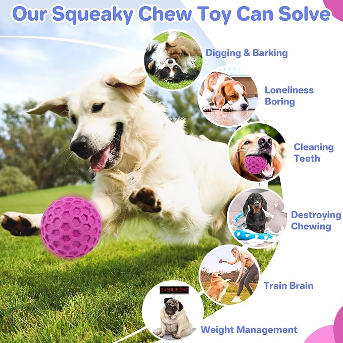 DISSKNIC Tough Squeaky Dog Balls Puppy Toys, Interactive Dog Toys for Small Dogs, Puppy Chew Toys for Teething and Relax, Dogs Chew Toy Small Balls Dog Toys for Small Breed, Outdoor Dog Toy for Dogs