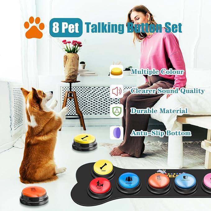 Dog Buttons for Communication Starter Pack, 8 Pcs