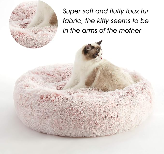 Western Home Calming Donut Medium Dog Bed Washable Pet Bed,30" Pink