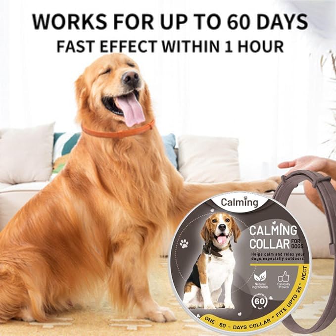 Calming Collar for Dogs 2 Pack Dog Pheromone Calm Collars Relief Anxiety Stress Separation Lasts 60 Days Relieve Bad Behavior up to 27 Inche Size Flexible Adjustable for All Small Medium and Large Dog