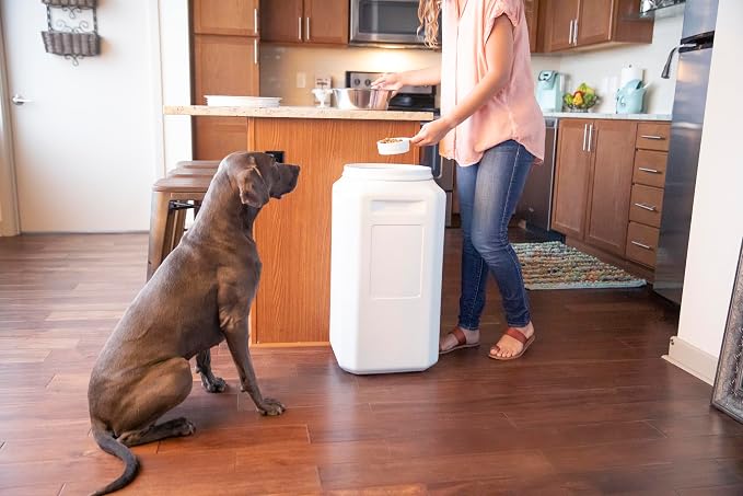Vittles Vault Traditional Dog and Cat Food Container + Scoop, Gray, 80lbs