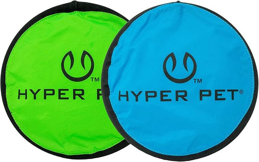 Hyper Pet Flippy Flopper Flying Disc Soft Dog Toy 9 Inch, Floats, 2 Pack | Safe on teeth for all breeds, stays on the water surface for pool and lake fetch games, colors may vary with every order