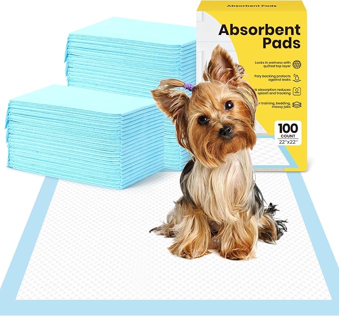 Dog Pee Pads: Super Absorbent & Leak-Proof Puppy Pads - Thicken Disposable Dog Training Pads Potty Pads for Dogs - Pee Pads for Doggie Cats Rabbits Quick Dry 22''x22'' Pack of 100