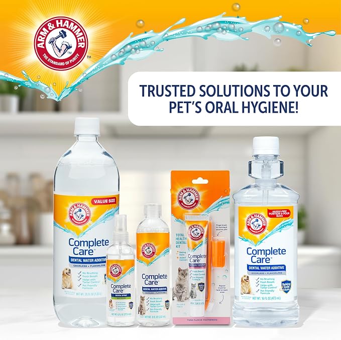 Arm & Hammer Complete Care Dog Dental Spray, Mint, 6 Fl Oz, 2-Pack | Brushless breath freshener with baking soda and calcium supports tooth enamel, fluoride-free formula