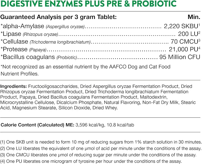 NaturVet Digestive Enzymes & Probiotic for Dogs & Cats - 90ct