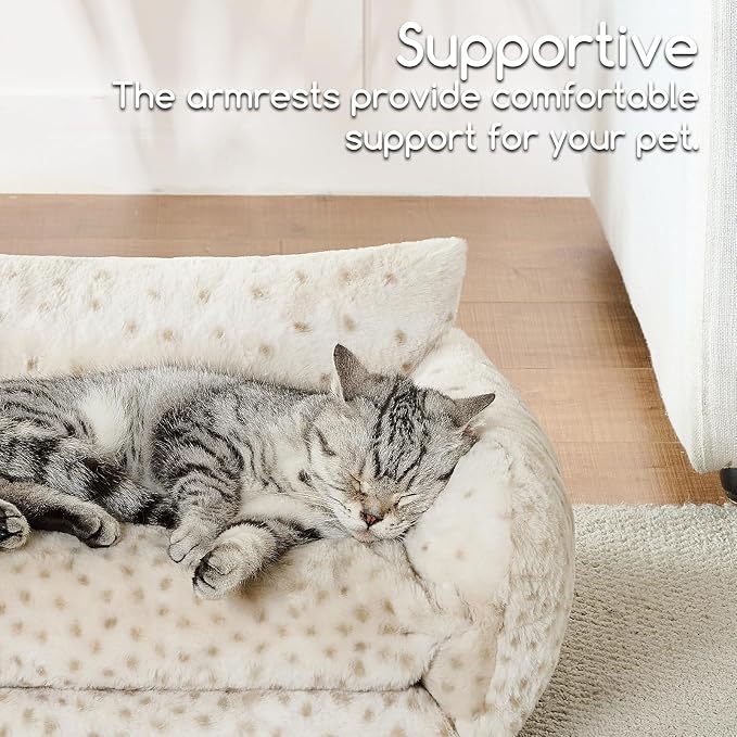 Hollypet Cat Bed Small Dog Orthopedic Couch Beds for Pets up to 13 lbs | Fluffy Multifunctional Double-Layer Warming Kitten Pet Couch Orthopedic Beds with Machine Washable Cover and Non-Slip Bottom
