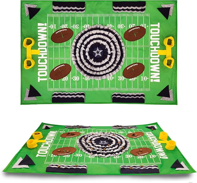 NFL Dallas Cowboys Dog Snuffle Mat – Interactive Pet Slow Feeder, Football Field Design Food Puzzle Toy for Dogs & Cats, Foraging Activity Mat for Smarter Feeding