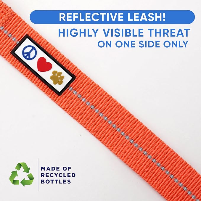 Pawtitas Coral Dog Leash 6 ft XS/S Reflective Durable Lightweight Recycled Lead for Small Dogs and Puppies