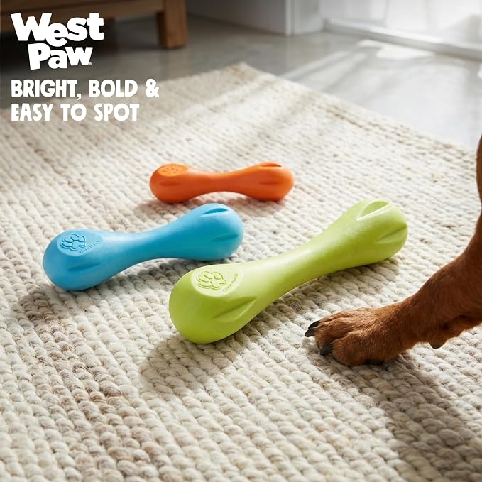 WEST PAW Zogoflex Hurley Dog Bone Chew Toy – Floatable Pet Toys for Aggressive Chewers, Catch, Fetch – Bright-Colored Bones for Dogs – Recyclable, Dishwasher-Safe, Non-Toxic, Small, Granny Smith