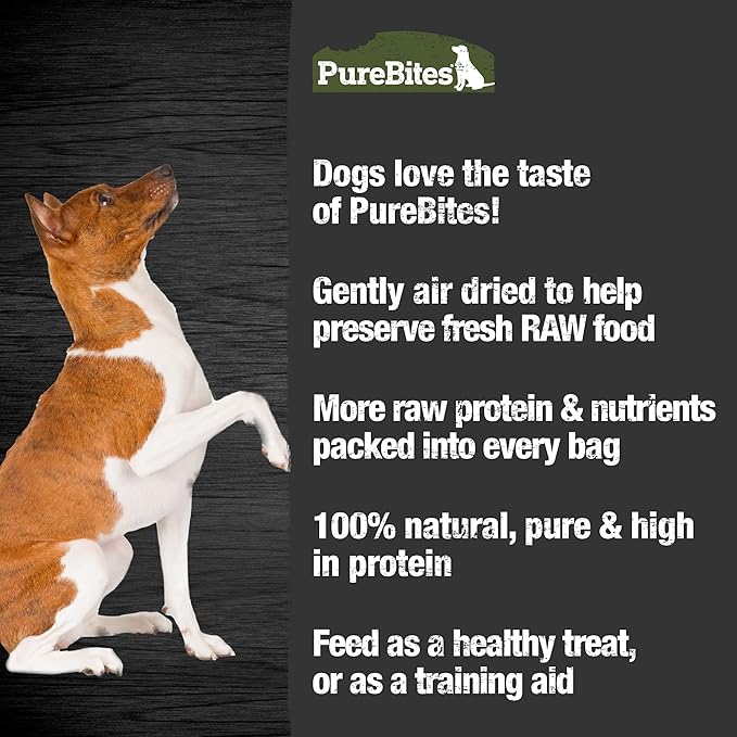 PureBites Beef Single Ingredient Air Dried Jerky Dog Treats, 7.5 oz | 100% Beef, Air-Dried, Made in Canada, High-Value Training Reward, 52 Calories/Tender, No Glycerin or Fillers