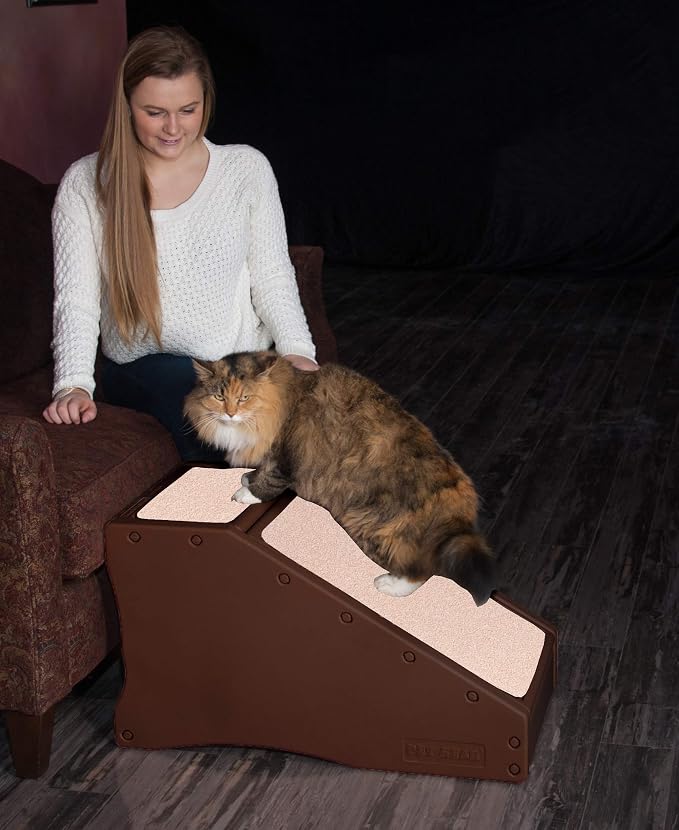 Pet Gear Stramp Stair and Ramp Combination for Dogs/Cats, Easy Step, Lightweight/Portable, Sturdy, Easy Assembly (No Tools Required) 1 Model, Espresso