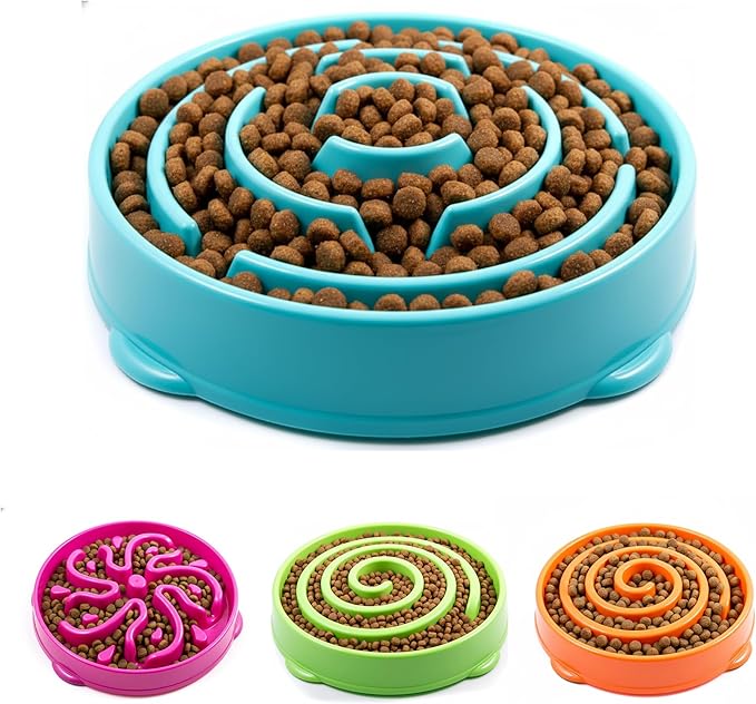 Slow Feeder Dog Bowl for Small, Medium & Large Dogs – Anti-Gulping Puzzle Maze Bowl, Non-Slip Slow Eating Dog Dish, Prevents Bloat & Improves Digestion, Interactive Pet Feeder (Blue, Small)