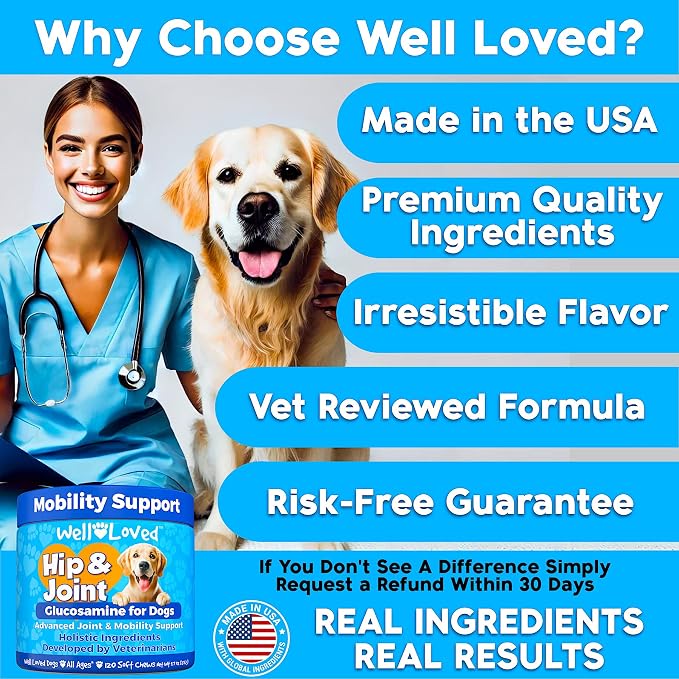 Well Loved Glucosamine for Dogs, Dog Joint Supplement, Hip & Joint Chews