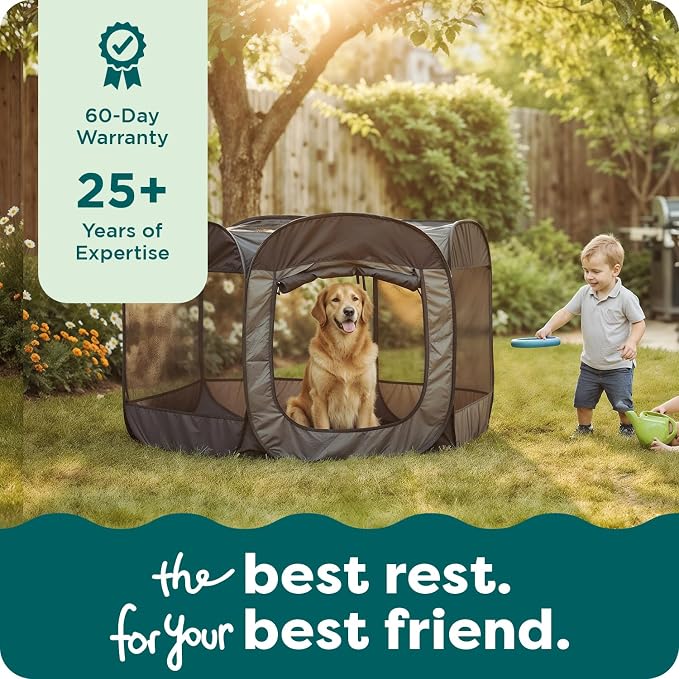 FurHaven Soft-Sided Dog & Cat Playpen, Portable Foldable Indoor & Outdoor Pet Playpen with Mesh Windows & Zippered Door, Gray Pebbles, Extra Large