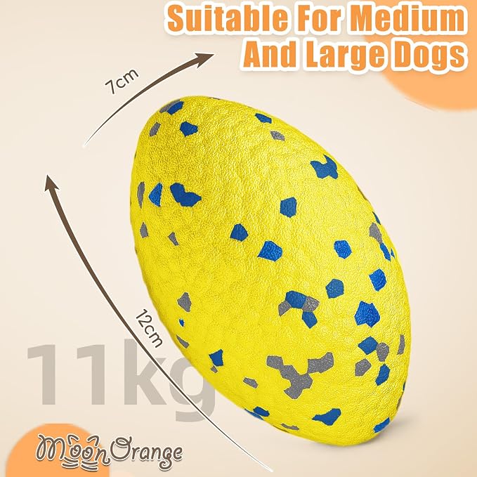 Moonorange 2Pcs Upgrade Bone Dog Balls+Rugby Dogs Toys for Aggressive Chewers, Indestructible Tennis Balls for Dogs (Yellow)