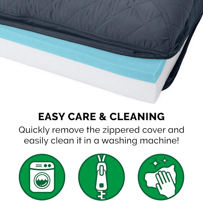 Furhaven Cooling Gel Dog Bed for Medium/Small Dogs w/ Removable Bolsters & Washable Cover, For Dogs Up to 35 lbs - Quilted Sofa - Iron Gray, Medium