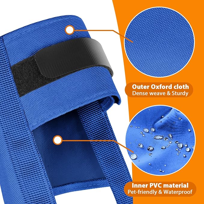 Adjustable Dog Muzzle, Fabric Medium Large Dog Muzzle Anti Biting | Soft & Sturdy, Prevents Fierce Barking Chewing, Grooming Walking Vet Visits Nail Care Use, Allows to Pant & Drink | Blue, L