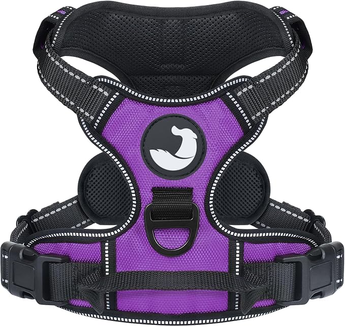 Joytale No Pull Dog Harness for Large Dogs, Front Clip, Purple | Grab Handle for Instant Control, Padded & Adjustable Vest, Sturdy Metal D-Rings, for Safe Training & Daily Walking