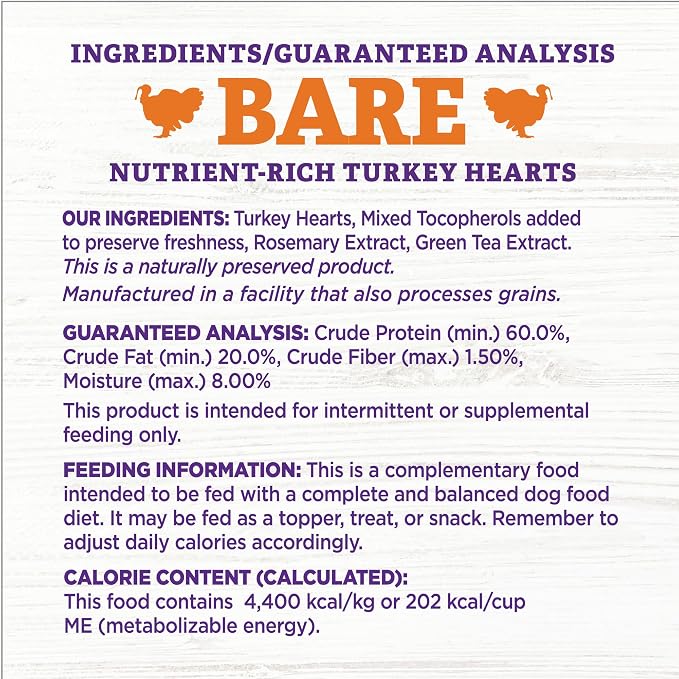 Wellness Bowl Boosters Bare Freeze Dried Turkey Dog Food Topper for Small, Medium, and Large Breeds, Grain Free, Natural, 4 oz Bag (Pack of 2)