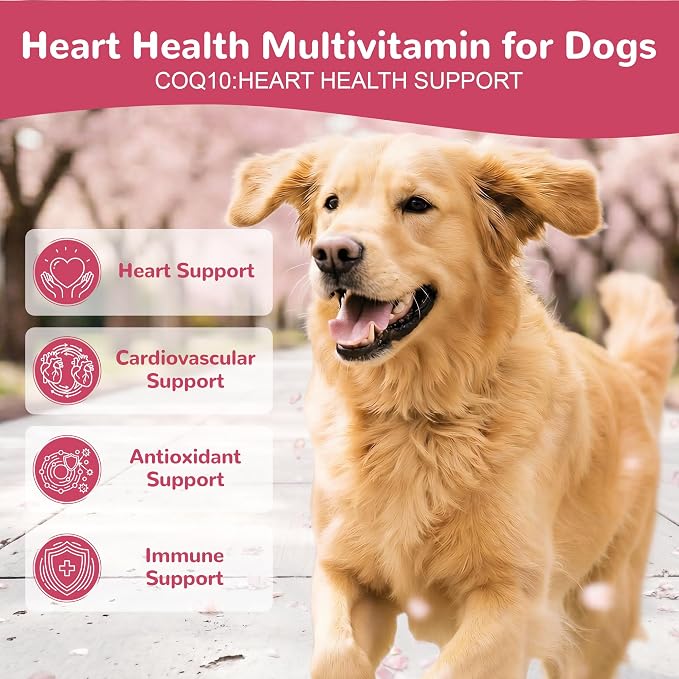Heart Support Supplement for Dogs 400ct, Taurine for Senior & Puppy Dogs, Dog Multivitamin with CoQ10 & L-Carnitine for Heart, Cardiovascular & Antioxidant Support