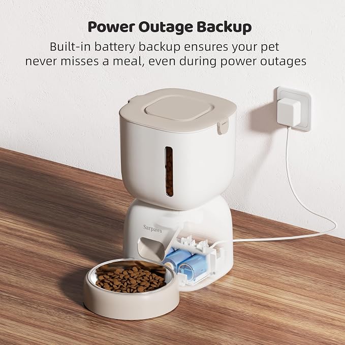 WiFi Automatic Cat Feeder and Water Fountain Set, App Control Pet Food Dispenser with 304 Stainless Steel Bowl, 3L/12 Cups Feeder & 2L Water Fountain Combo, 10s Voice, Secure Locking Lid, Dual Power