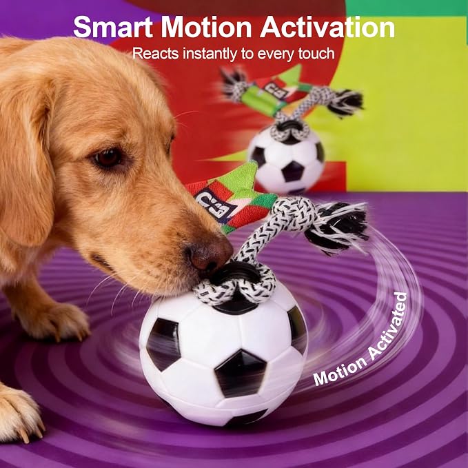 Official FIFA World Cup 2026 Edition - Interactive Dog Toys, Smart Dog Ball with Durable Rope, Automatic Moving and Rolling Ball Toys for Small Medium Large Dogs, Motion-Activated and USB Rechargeable