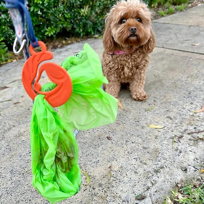 Dog Poop Bag Holder for Leash, Never Hold onto a Stinky Poop Bag Again, Waste Bag Holder for Leash, Dog Walking Accessory, Fits all thickness leash, Backpack, Strollers. Poop Pal, FurSentials (Orange)