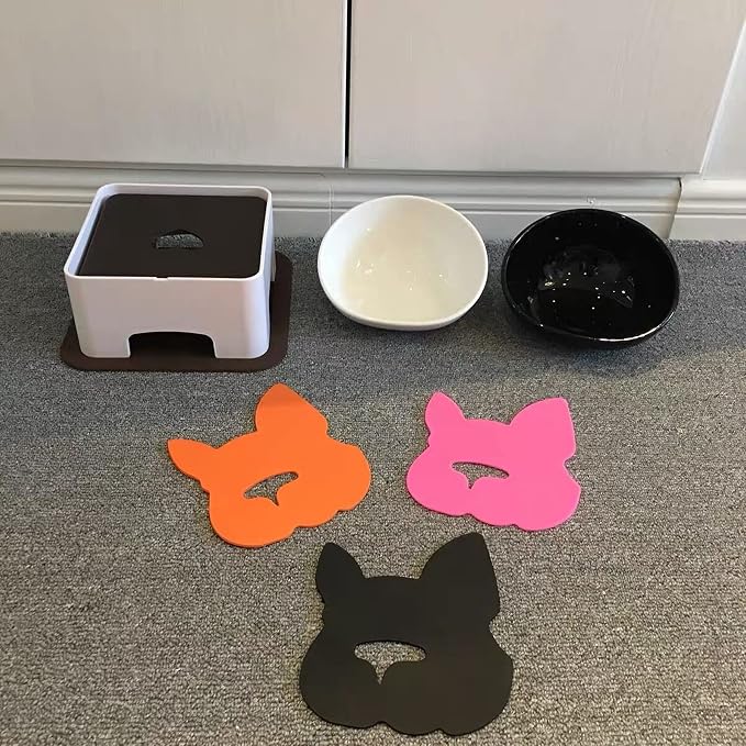 Bulldog Bowl Anti-Slip Dog Cat Dish Detachable Dog Bowls Pet Sterile Tilted Pet Feeder Slope Base (Black,Ceramic - 1.5 Cup