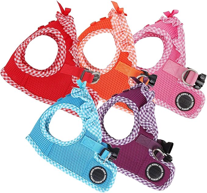 Puppia Vivien Vest Dog Harness Step-in All Season Mesh Cute No Pull No Choke Walking Training for Small Dog, Red, X-Small