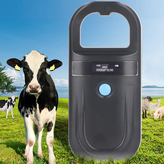 Animal ID Reader, 134.2KHz ISO11784 85 FDX B EMID Handheld Pet Tag Chip Scanner, USB Charging, Built in Buzzer, for Small Animal Management