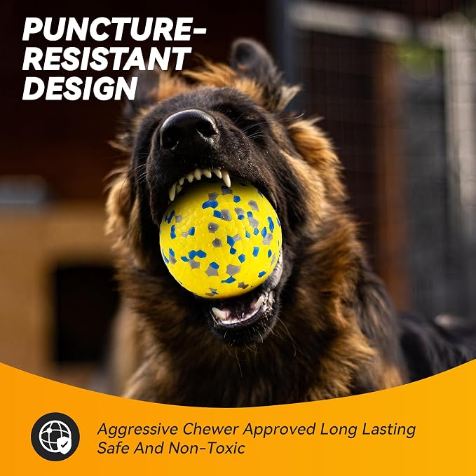 FUSOTO 2Pcs Dog Balls, Tennis Balls for Dog, Yellow | Balls for Dog Aggressive Chewers, for Large Medium Small Puppy, Training Catch&Fetch, Water Floats Toys, Yellow