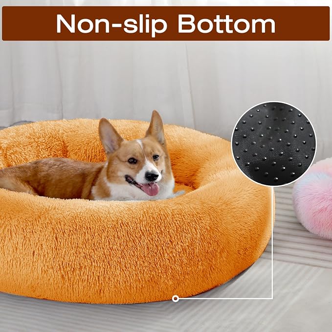 JOLLYVOGUE 27" Calming Donut Dog Bed