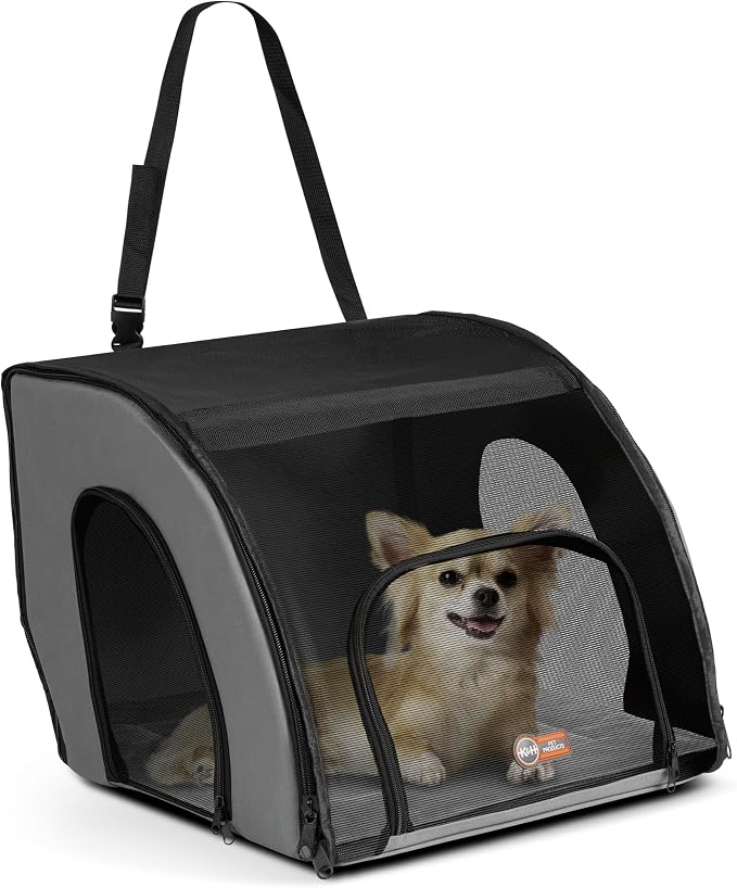 K&H Dog Car Seat, Travel Safety Carrier, Small, Gray/Black, 17x16x15in