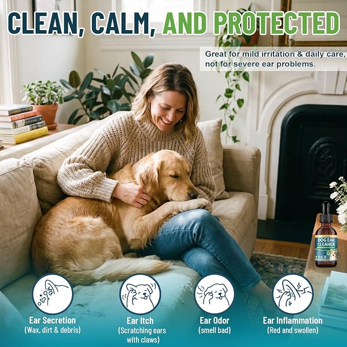 VICSOM Dog Ear Infection Treatment Drops with Ozonated Olive Oil, 60ml