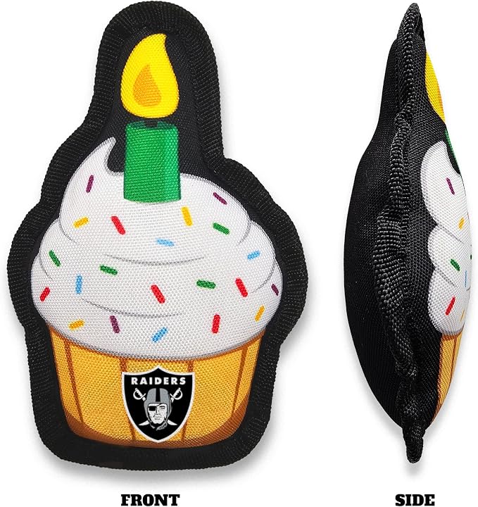 NFL LAS Vegas Raiders Dog Birthday Party Set 8pcs with 1 Football Bandana Large/X-Large, 1 Birthday Cake Toy & 6 B-Day Balloons, Dog Birthday Set, Costume, Fun Doggie Party Accesories