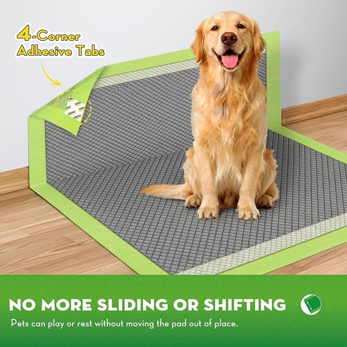 CROCI Pee Pads for Dogs, 30"x36" XXL Puppy Pads, 2X Odor-Control with Charcoal & Bamboo Material, 4-Corner Adhesive Tabs, Super Absorbent & Leak-Proof (40 Counts)