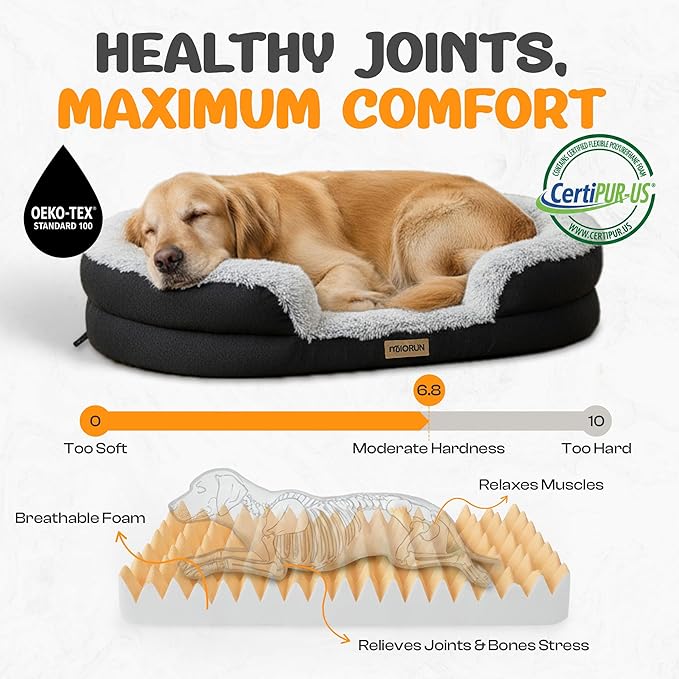 Fluffy Orthopedic Jumbo Dog Bed for Extra Large Dogs - 48in, Gray