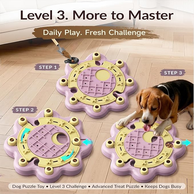 KADTC L Size 3 Levels, Dog Puzzle Toy, Slow Feeder & Enrichment for Dogs | Beginner-to-advanced step-by-step challenge offers brain exercise, burns energy, fights boredom, builds focus, curbs gulping.