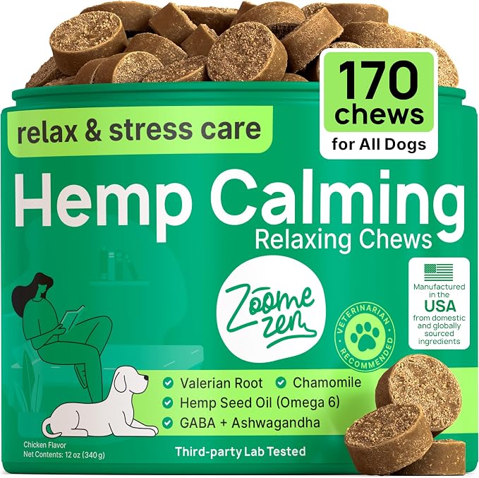 Hemp Calming Chews for Dogs Anxiety, Melatonin, 1-Pack, 170 Count