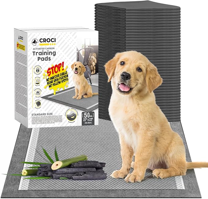 CROCI Charcoal Puppy Pads 28x34in 40 Counts, 22x22in 50 Counts